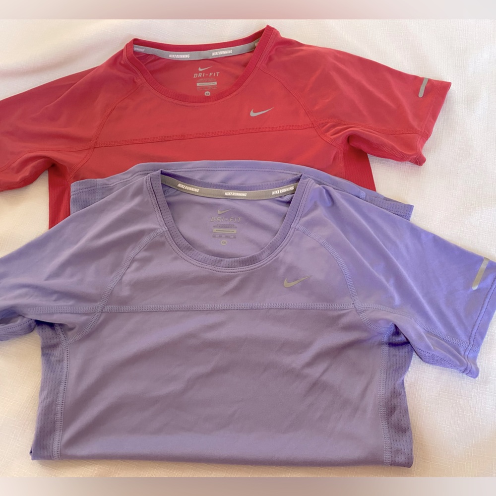 Nike Running T-Shirts red purple Dri-Fit Crew Neck Short Sleeve 2 Pack Size XS